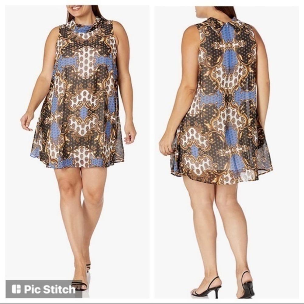 NWT Sharagano Women's Mock Neck Chiffon Dress